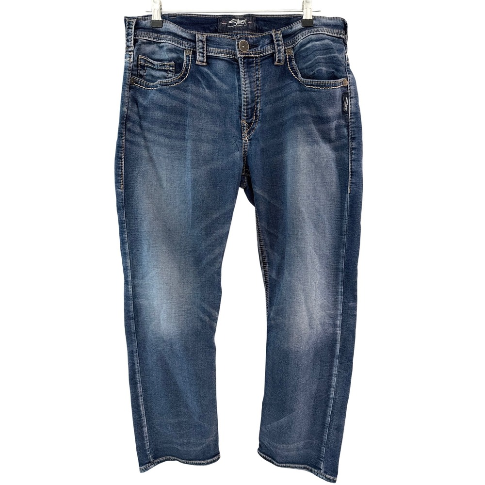 Silver Jeans Co Grayson Easy Fit Straight Leg Blue Denim Mens 33x30
